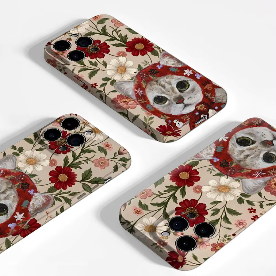 Potdemiel Magnetische Handyhülle mit Blumen-Katzen-Design für iPhone 18 17 16 15 14 13 Pro Max Plus, Robuste Ein- und Doppelschichtige Schutzhülle, Multicolour - Bild 3