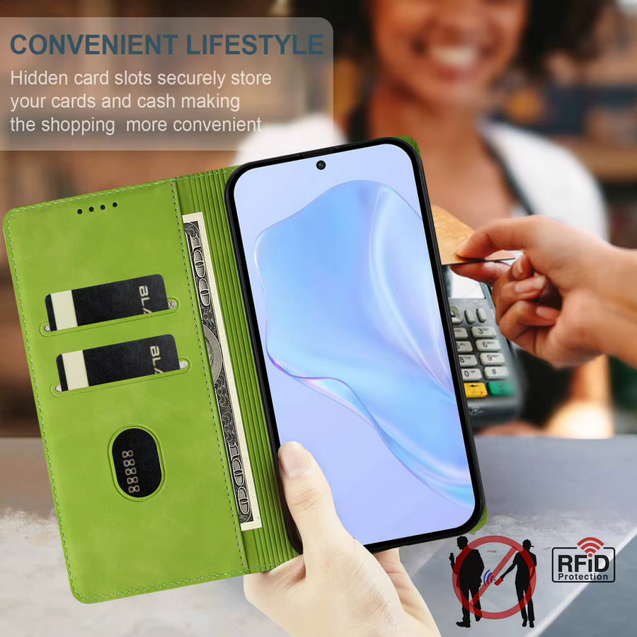 Eseble Leder Brieftasche Case für T-Mobile Revvl 8 Pro 5G, Revvl 7 und Revvl 6 Pro mit Magnetischem Flip-Cover in Blau oder Grün - Bild 2