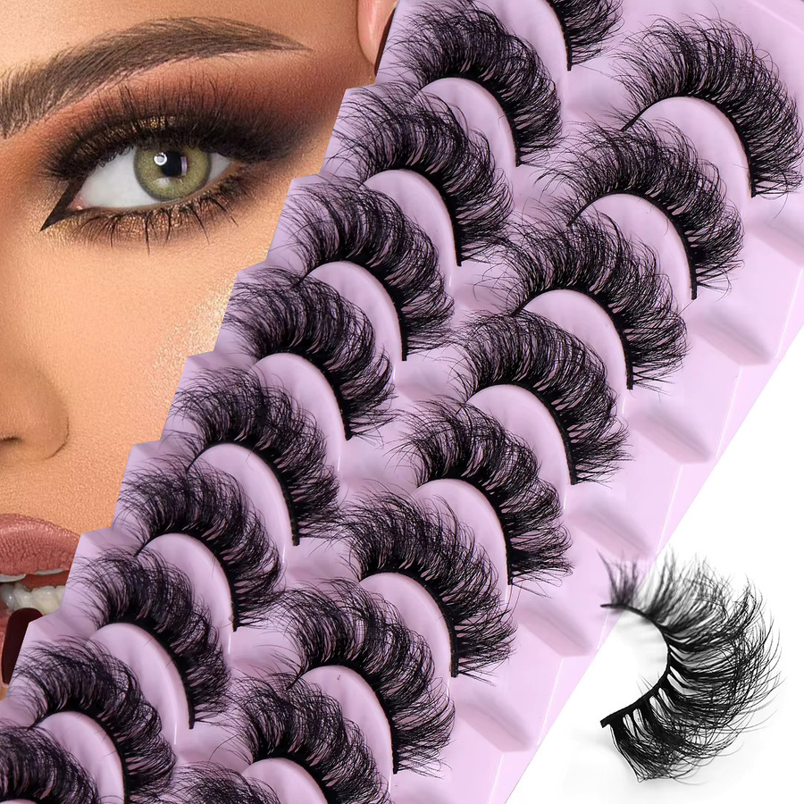 JIEFUXIN Künstliche Wimpern, 10 Paar, Black, Unisex - Bild 5