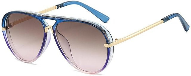 SHAUNA Sonnenbrille Retro Pilot, Vollrand, Blau Grün, Damen, Herren - Bild 1