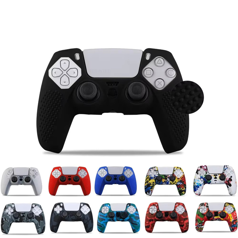 Silikon Schutzhülle für Sony PlayStation 5 Controller mit Daumen-Grifffolien in Weiß und Multicolour - Bild 4