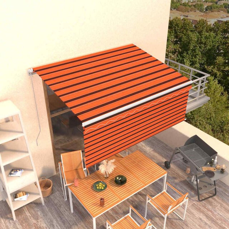 Manuelle Markise mit Rollo von Vidaxl in Orange und Braun, B: 350 cm, H: 250 cm - Bild 1