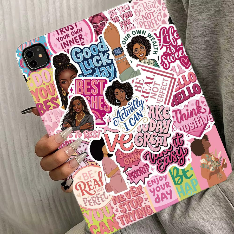 PickJoy Motivationsaufkleber für Frauen mit Afro-Zitaten, 100 Stück, Schwarz und Mehrfarbig - Bild 3