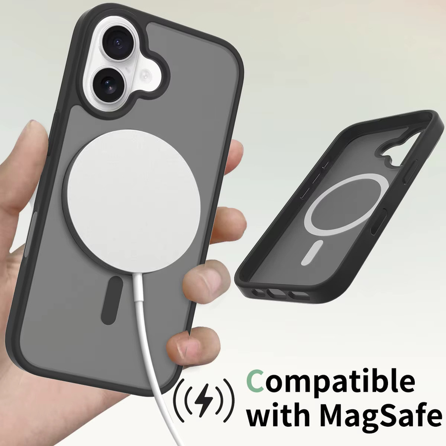 NYFundas MagSafe Handyhülle mit Kamera-Steuerknopf in Schwarz für iPhone 17 Air 16 Pro Max 15 Plus 14 13 12 Stoßfeste Matt-Hülle - Bild 3