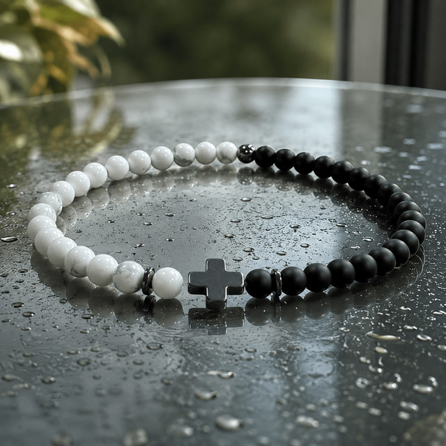 Balance Path Perlenarmband, Schwarz-Weiß, Unisex - Bild 1