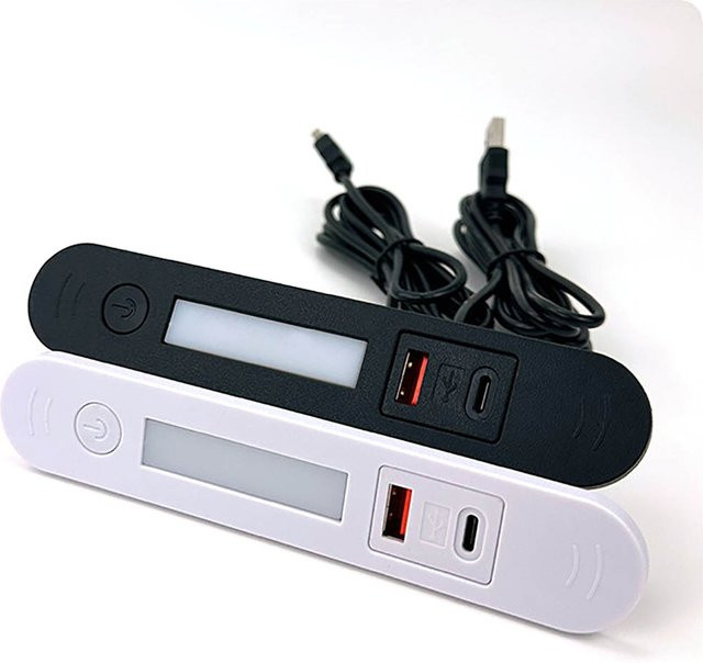 ZHONGSHANQIANYU Integrierte Steckdose für Nachttisch mit USB-A, USB-C und Nachtlicht in Weiß - Bild 1