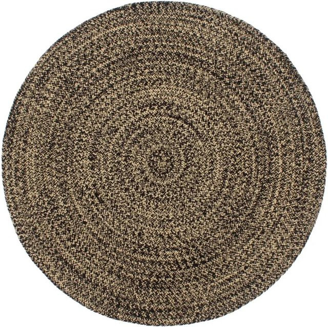 vidaXL Teppich Handgefertigt aus Jute und Baumwolle Rund Schwarz und Braun Durchmesser: 180 cm - Bild 1