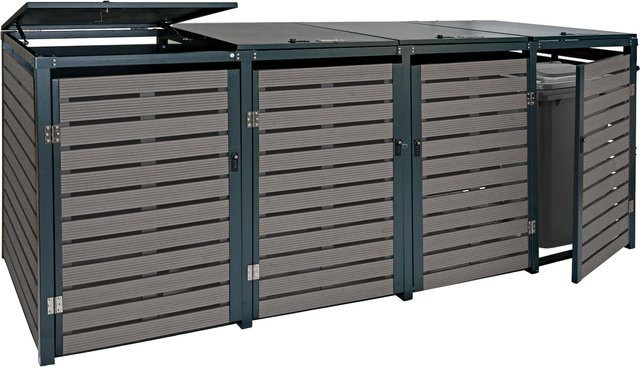 MCW Mülltonnenverkleidung K14 für 4 Mülltonnen aus WPC und Metall in Anthrazit, B/T/H: 264 x 119 x 84 cm - Bild 1