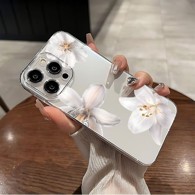 Transparente TPU-Handyhülle mit weißem Blumenmuster für iPhone 11 bis iPhone 17 Pro Max - Bild 1