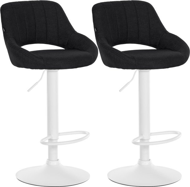CLP Barhocker 2er Set Milet höhenverstellbar mit Lehne, gepolsterte Barstühle mit Stoffbezug und Metallgestell, schwarz, drehbar - Bild 1