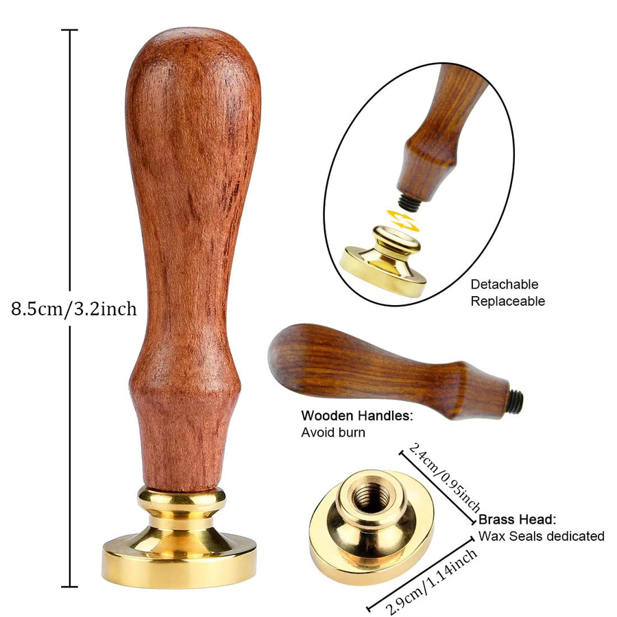 Wachssiegel-Stempelkopf mit Holzgriff für Notizbücher, Umschläge und Geschenk Karten - Bild 2