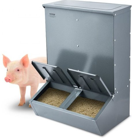 VEVOR Futterspender aus verzinktem Stahl in Grau mit 3,7 Scheffel Fassungsvermögen und Doppeltür für bis zu 8 Schweine - Bild 1