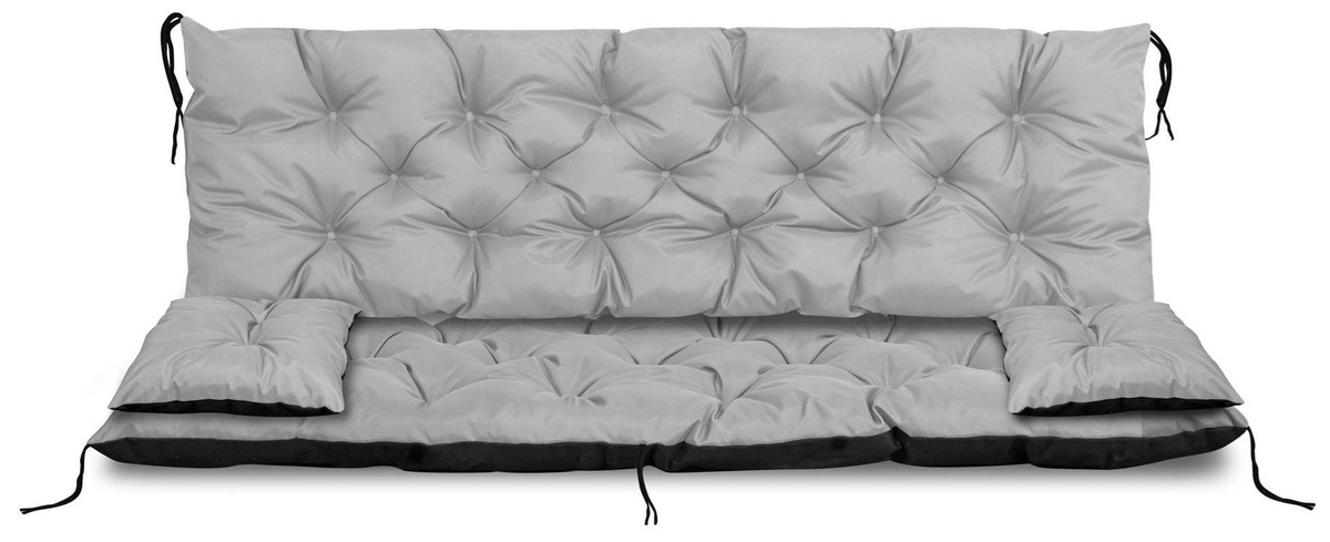 Wasserdichtes Gartenkissen Set von AIOFACTORY OGROD in Schwarz mit Bindeschnüren und kleinen Kissen, B/T/H: 150 x 60 x 50 cm - Bild 4