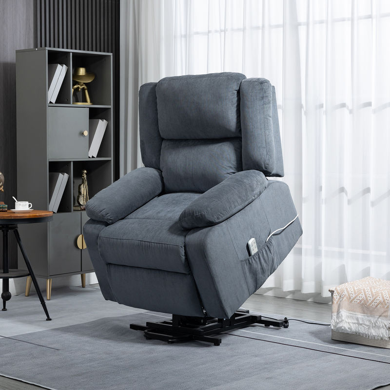 HOMCOM Relaxsessel elektrisch verstellbarer Fernsehsessel mit Liegefunktion und Fernbedienung in Grau mit Samtoptik, B/T/H: 92 x 93 x 105 cm - Bild 2