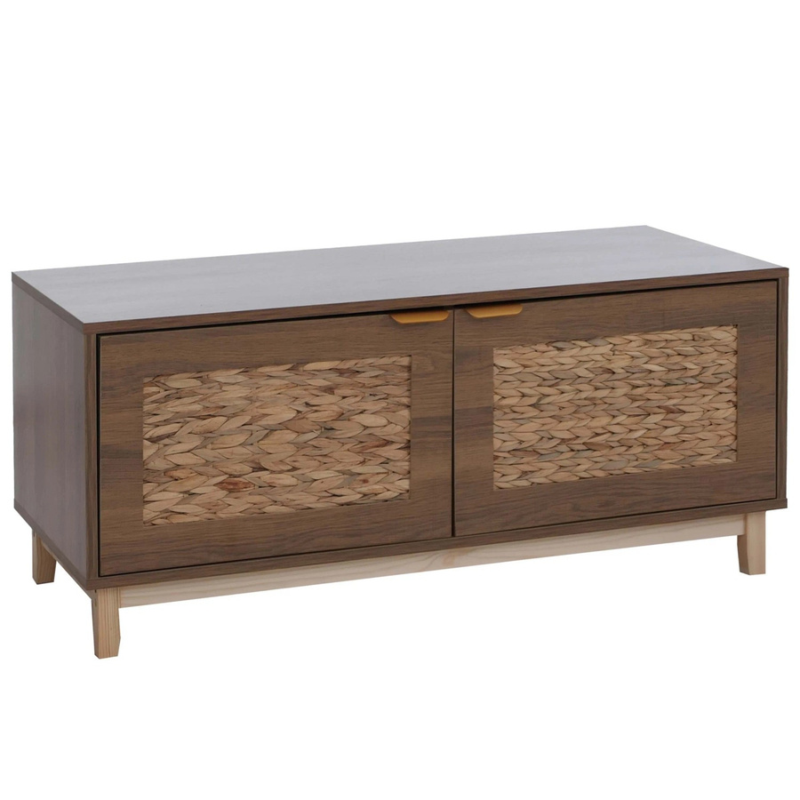 MCW Sitzbank P54 als Garderobenbank und Schuhregal mit Wasserhyazinthefront aus MDF, Braun, B: 120 cm, T: 45 cm, H: 42 cm - Bild 3