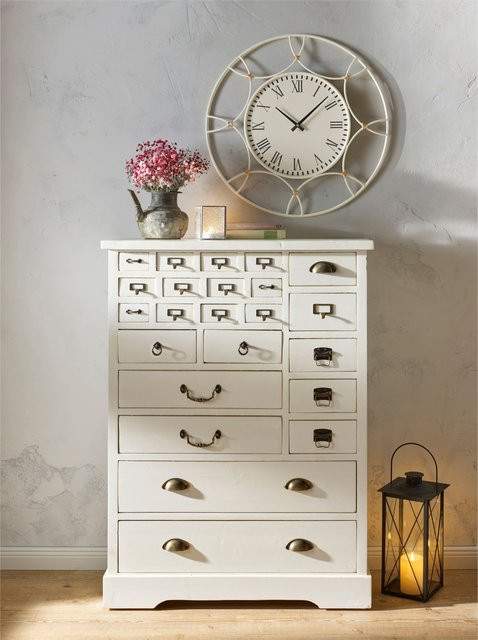 Kommode Heine Home in Beige und Weiß aus Tannenholz und Spanplatte, B/T/H: 108,5 x 35,0 x 80,5 cm - Bild 1