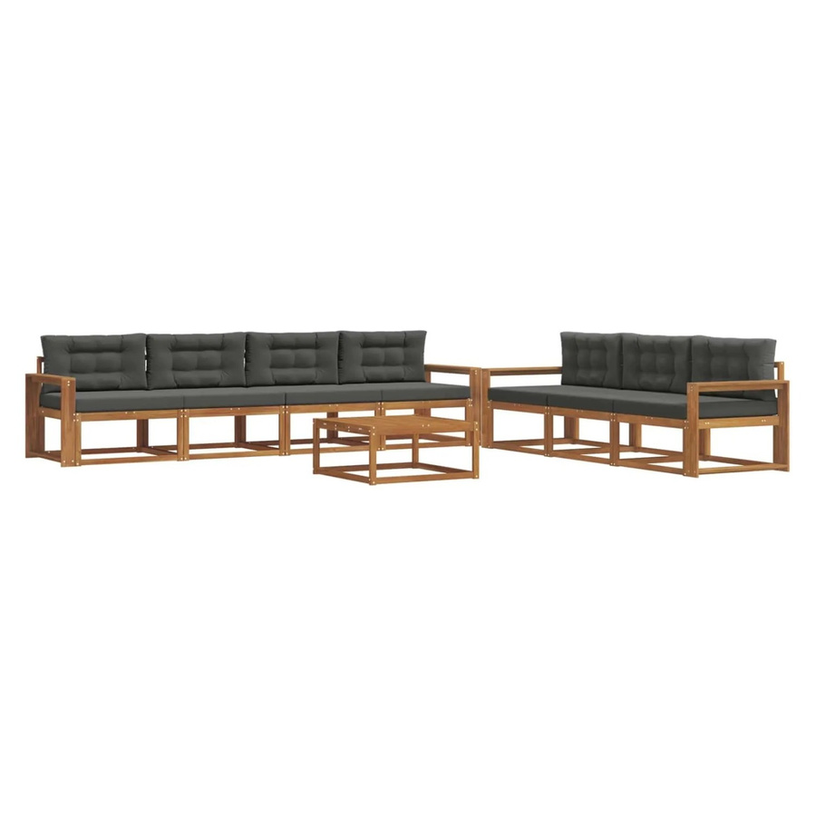 vidaXL 8-teilige Outdoor-Sofagarnitur aus Akazienholz mit Kissen in Anthrazit und Natur - Bild 2