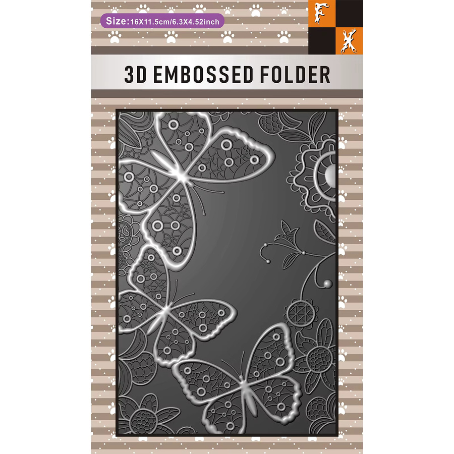 3D-Prägeordner mit Spitzen-Schmetterlingsstruktur-Design aus transparentem Kunststoff für die Kartenherstellung - Bild 2