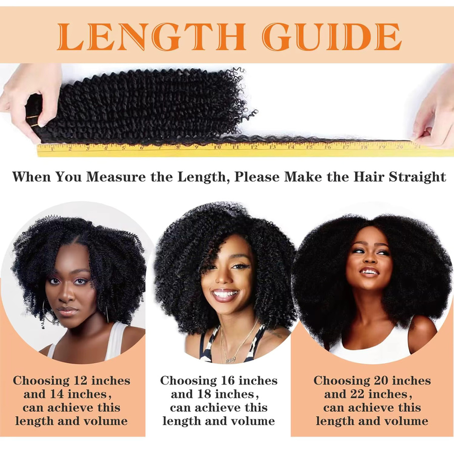 Dula A Hair Clip Virgin Echthaar-Bündel Afro-Kinky-Curly, 8 Stück, Damen - Bild 1
