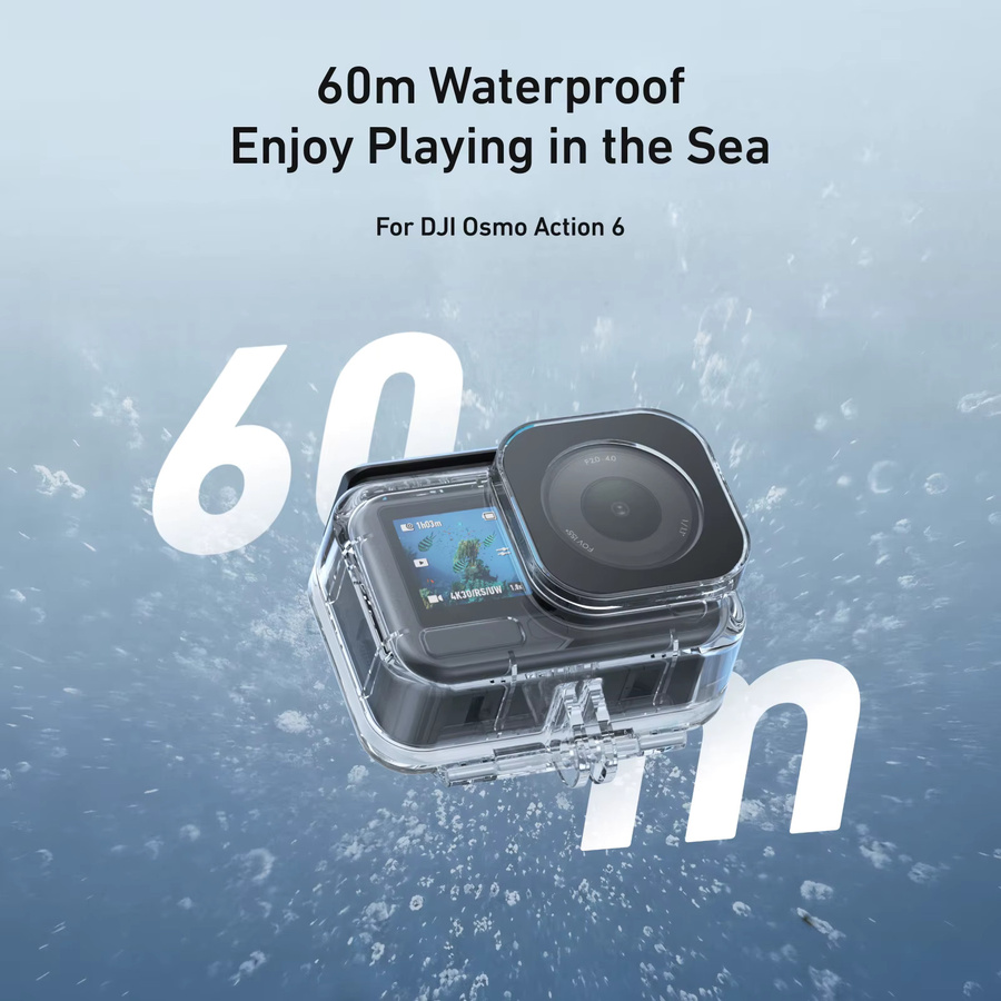TELESIN Wasserdichtes Gehäuse für DJI OSMO Action 6 mit Tauchfilter, transparent, bis 60 m Unterwasseraufnahme - Bild 2