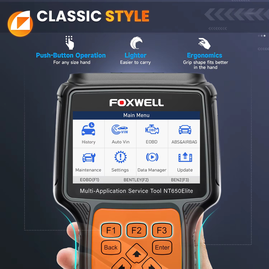 FOXWELL NT650 Elite Auto-Diagnosetool in Schwarz mit ABS- und SRS-Scan-Funktion, Live-Daten und über 25 Reset-Funktionen sowie OBD-Scanner - Bild 4