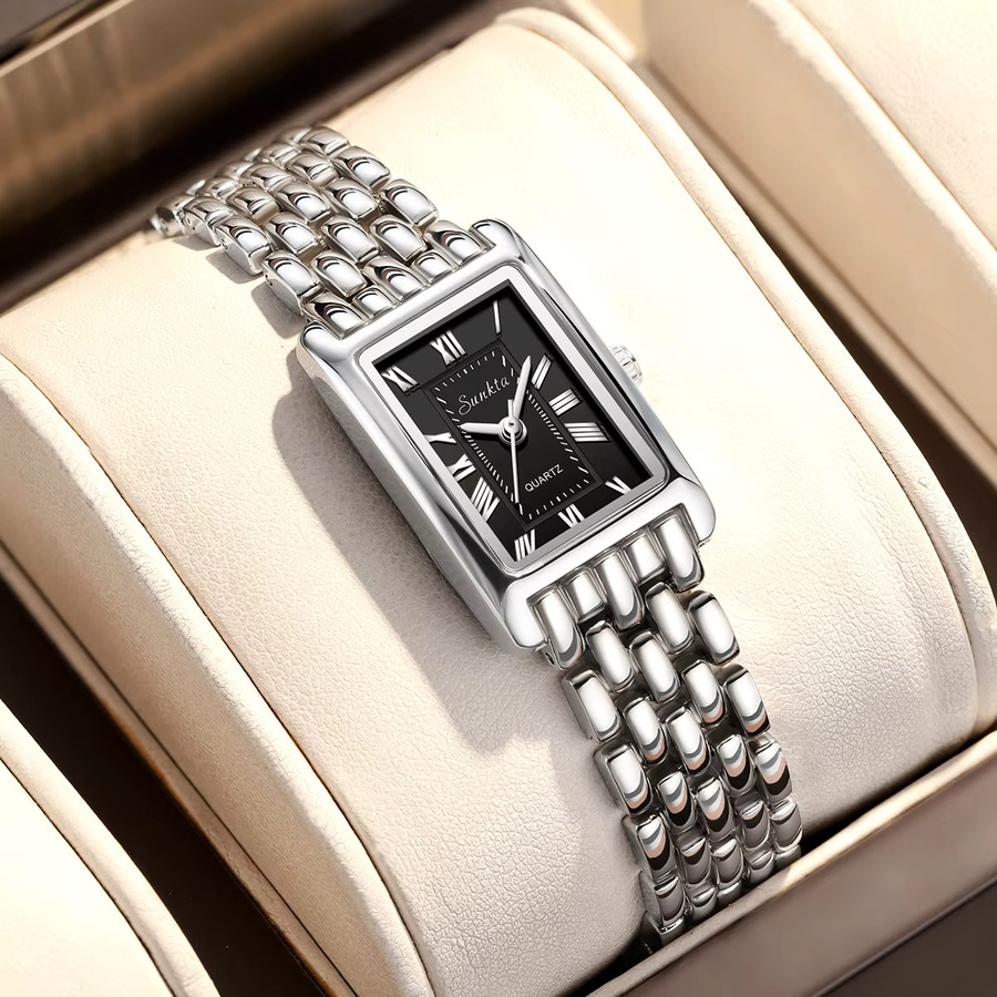 LIGE Armbanduhr, Quarz, rechteckig, Edelstahl, Silber, Damen - Bild 2