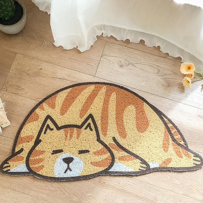 Cartoon Katze Fußmatte aus PVC für den Eingangsbereich, waschbar und zuschneidbar, B/B: 40 x 60 cm, Mehrfarbig - Bild 2