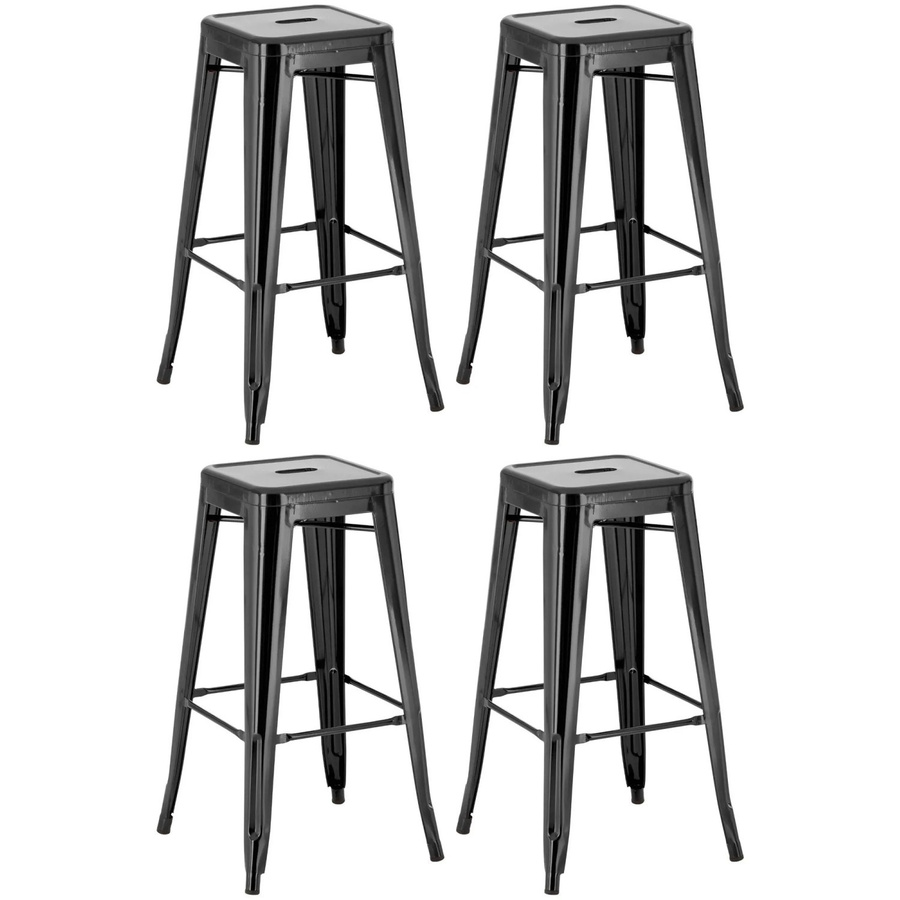 CLP 4er Set Barhocker Joshua Schwarz stapelbar aus Metall - Bild 2