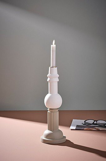 WILLA RAY Kerzenleuchter 2er-Set aus Keramik in Weiß und Beige, modern und rund für den Tisch - Bild 1