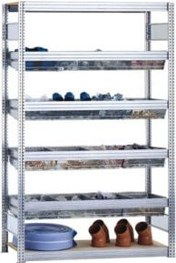 Kleinteileregal BERT von REGALWERK aus Stahl in Silber, H x B x T: 200 x 87,5 x 40 cm - Bild 1