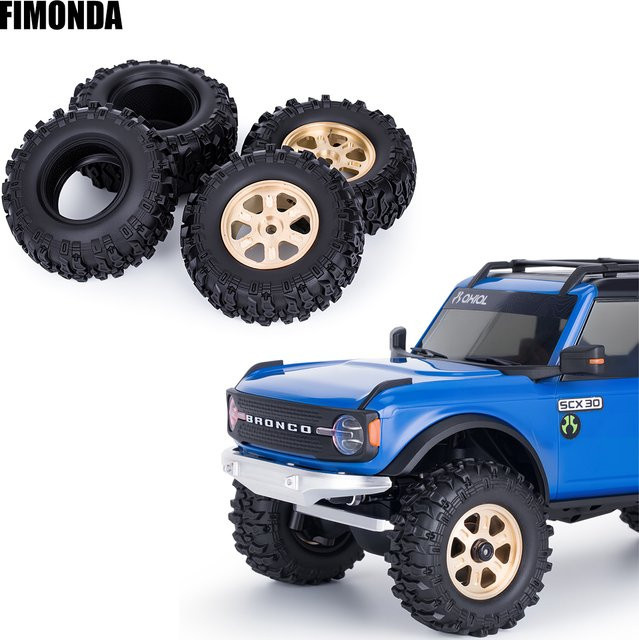 AXIAL Upgrade-Set Messing-Felgen & Gummireifen, 1:30, Metall, Gummi - Bild 1