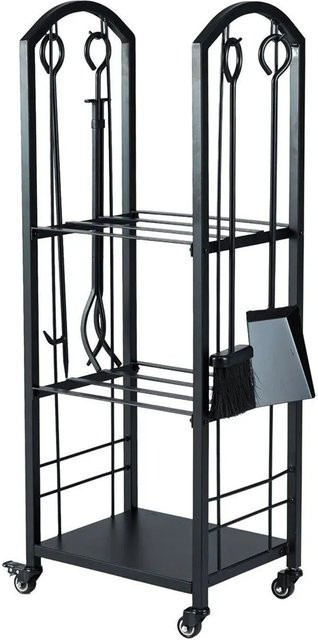 Costway Kaminholzregal aus Metall mit 3 Ebenen und Rollen, Schwarz, B/T/H: 40 x 30 x 108 cm - Bild 1