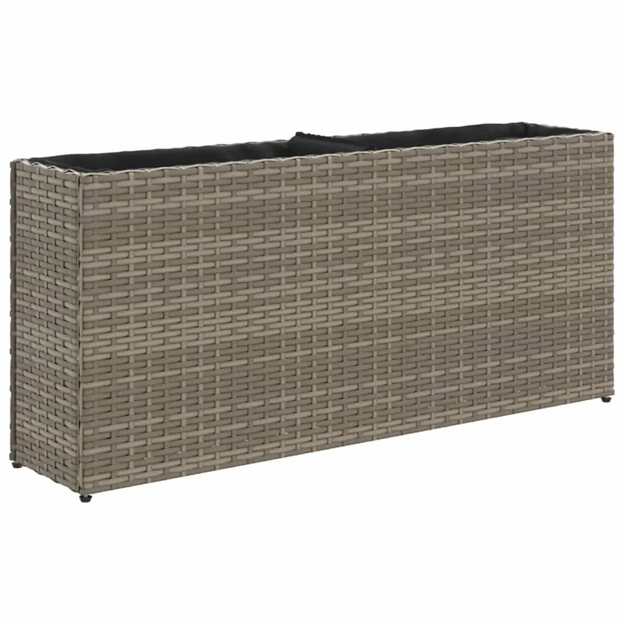 vidaXL Hochbeet mit 2 Fächern aus Poly Rattan und pulverbeschichtetem Stahl in Grau, B/T/H: 90 x 20 x 40 cm - Bild 2