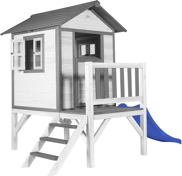 Axi Spielhaus Lodge XL Klassisch Weiß mit blauer Rutsche - Bild 1