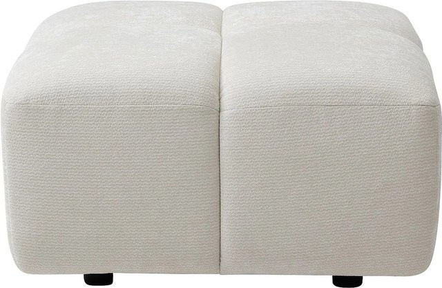 Sitzhocker Carlivi von Vente-unique in Gebrochenem Weiß mit gestepptem Stoffdesign, Höhe: 78 cm, Breite: 42 cm, Tiefe: 42 cm - Bild 1