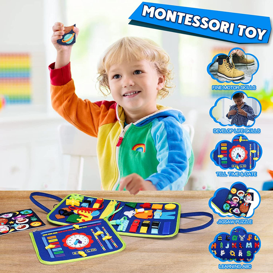 izyKoady Montessori Activity Board Sensorische Aktivität grün 3-6 Jahre - Bild 3