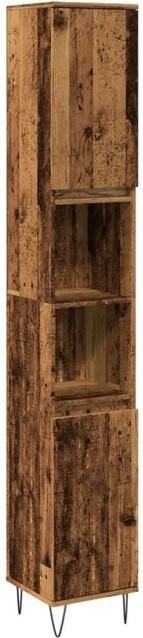 vidaXL Badschrank in Altholz-Optik Braun mit offenen Regalen und Türen, B/T/H: 30 x 30 x 190 cm - Bild 1