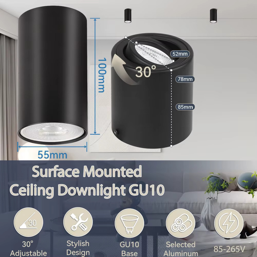 CANMEIJIA LED Downlight Einbaustrahler GU10 mit austauschbarer Glühbirne aus Aluminium in Weiß - Bild 2