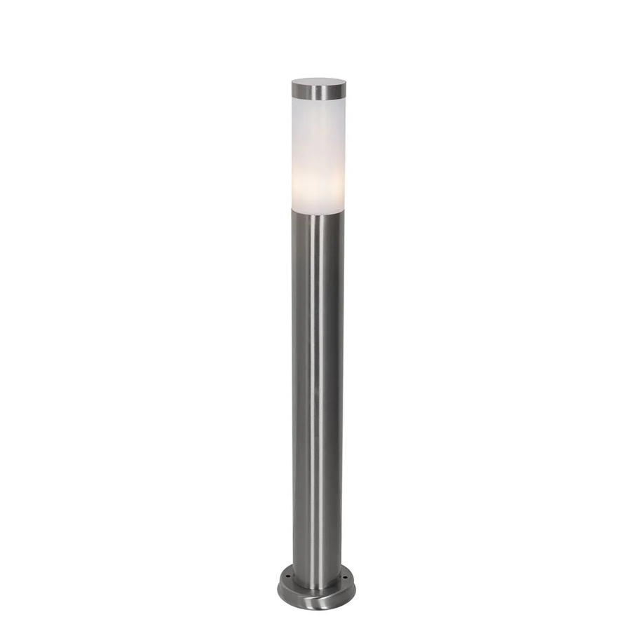 QAZQA Moderne Außen-Mastleuchte Rox aus Stahl und Kunststoff in Weiß und Silber mit Opal-Diffusor, Höhe: 80 cm, IP44, dimmbar mit LED - Bild 2