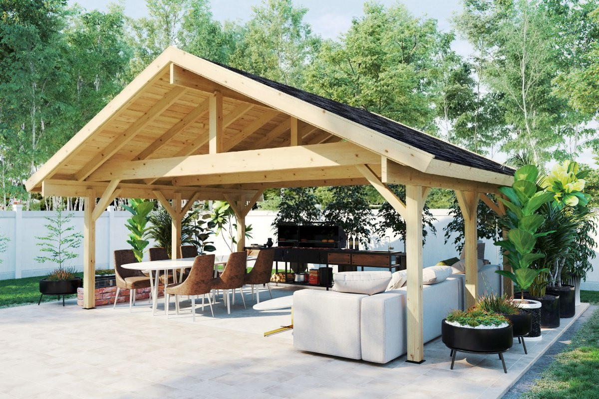 Hansagarten24 Gartenpavillon Henley XL aus Nordischer Fichte in Braun, B/T: 6 x 5 m - Bild 2