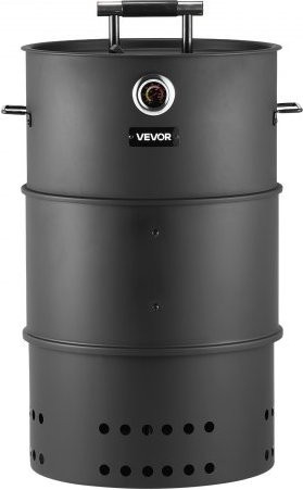 VEVOR Charcoal Smoker Grill, 470mm Barrel BBQ Smoker aus beschichtetem Stahl mit 2 Grillrosten, 1 Aufhängestange, 6 Haken und Thermometer für den Außenbereich - Bild 1