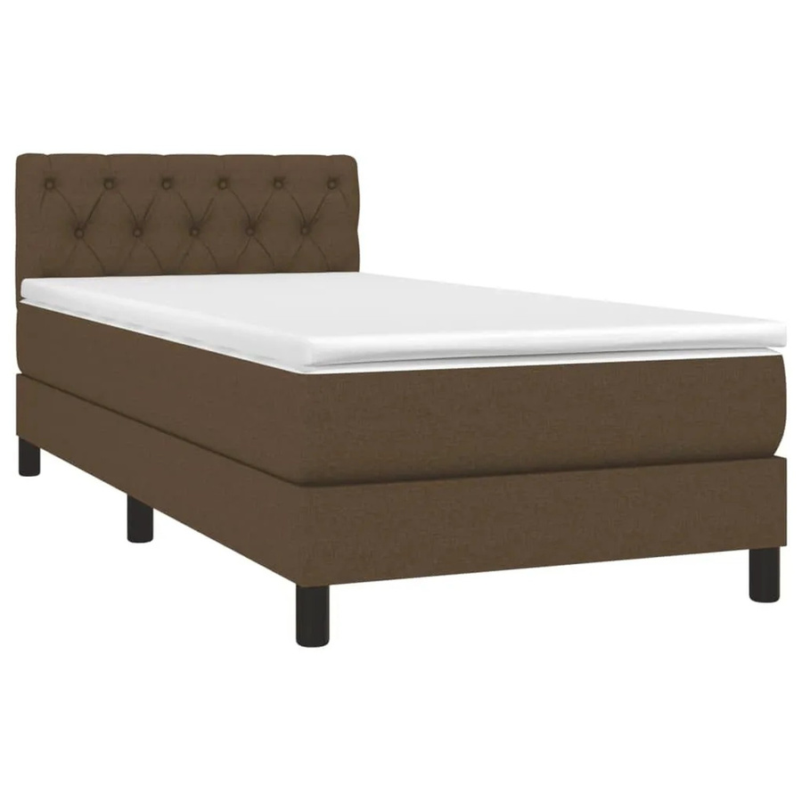 vidaXL Boxspringbett mit Matratze und LED-Unterbettbeleuchtung in Dunkelbraun, Hybridbett mit USB-Ladeport und Taschenfederkern, B/T/H: 80 x 200 x 78 cm - Bild 2