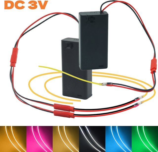GAHADA RGB LED-Filament Neon Flex Set mit 2AA-Batteriekasten, biegsam 360 Grad, Schwarz, Länge: 110 mm bis 300 mm - Bild 1