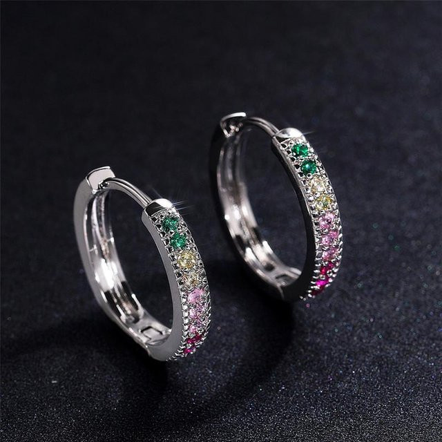 YIRAN Jewelry Creolen, Kupfer, Schwarz, Zirkonia, Damen - Bild 1
