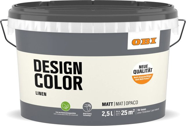 OBI Design Color Dispersionsfarbe auf Wasserbasis in Beige, 2,5 l - Bild 1