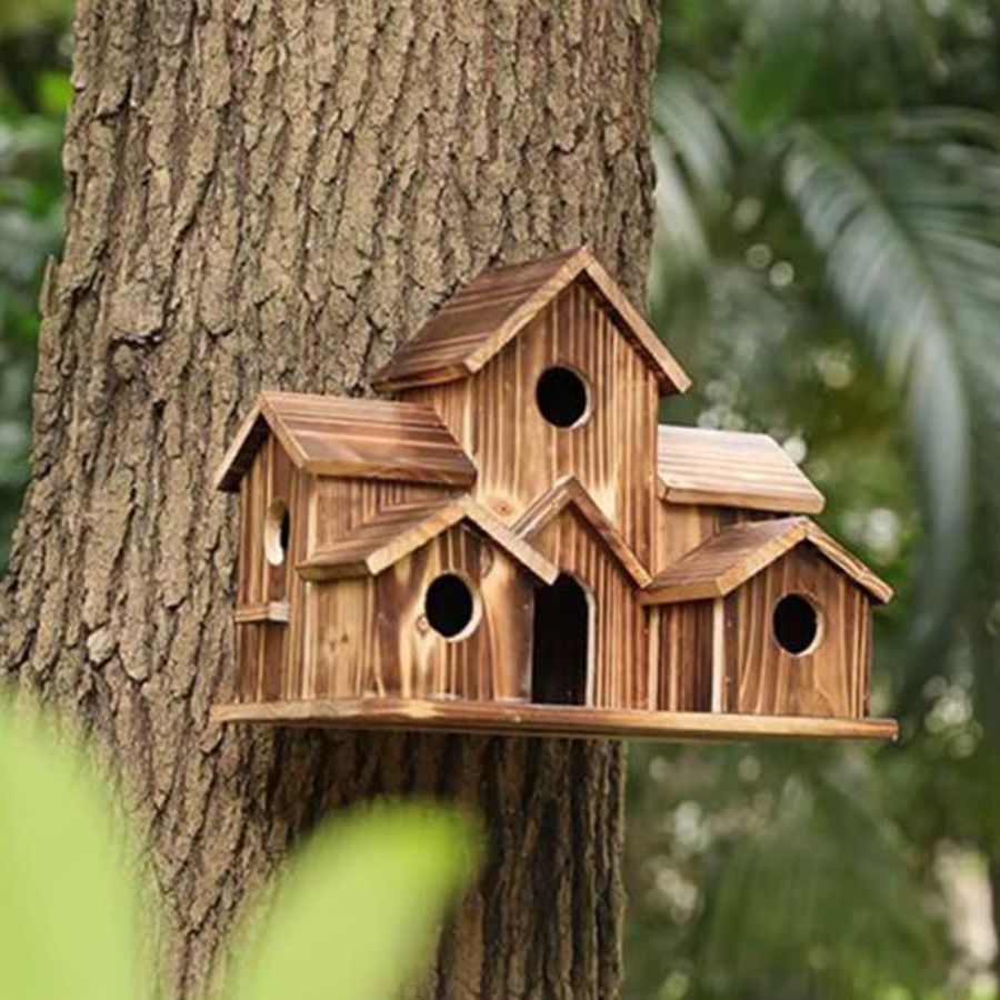 KITPIPI Set aus 5 Holz-Vogelhäuschen für den Garten als Nistkästen und Dekoration - Bild 4