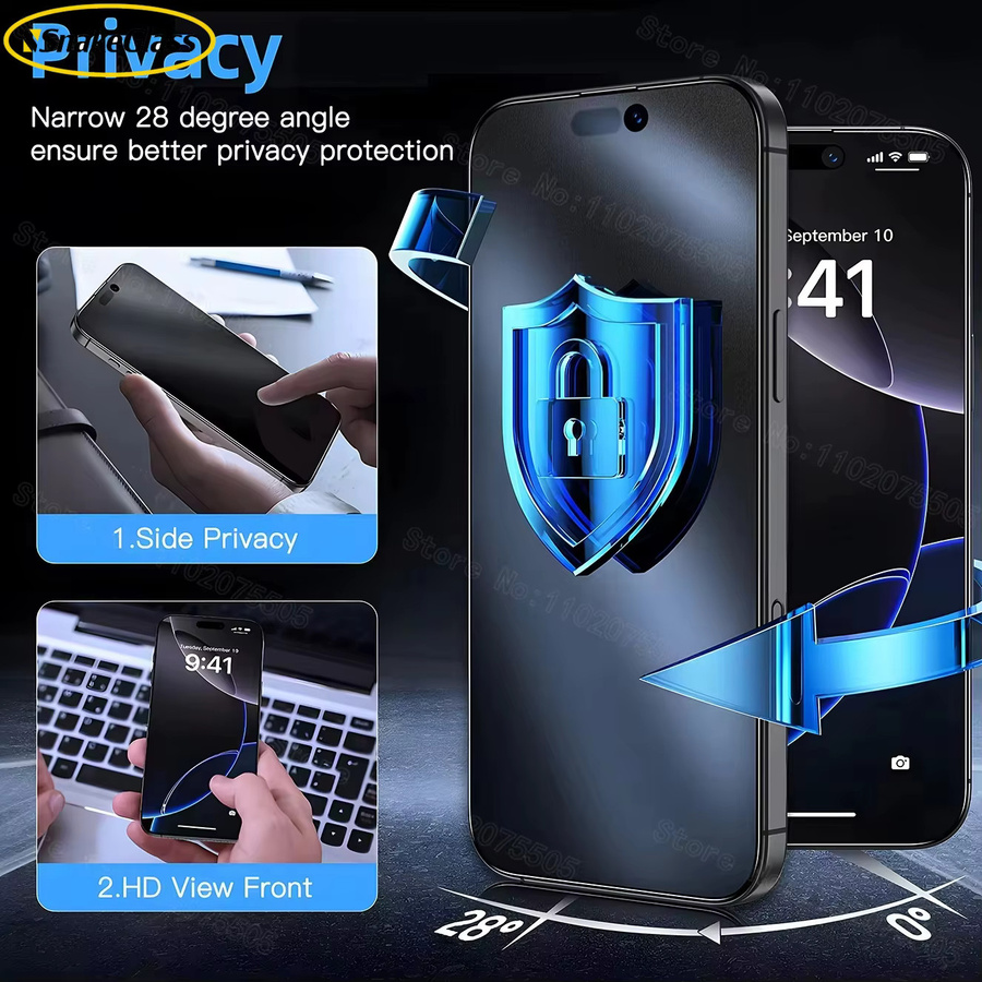 SnakeGlass Sichtschutz Panzerglas Displayschutzfolie Anti-Spy für iPhone 17 Pro Max, 17 Pro, 17, Air, 16e, 16, 15, 14, 13, 12, 11, XR, XS in Transparent - Bild 3