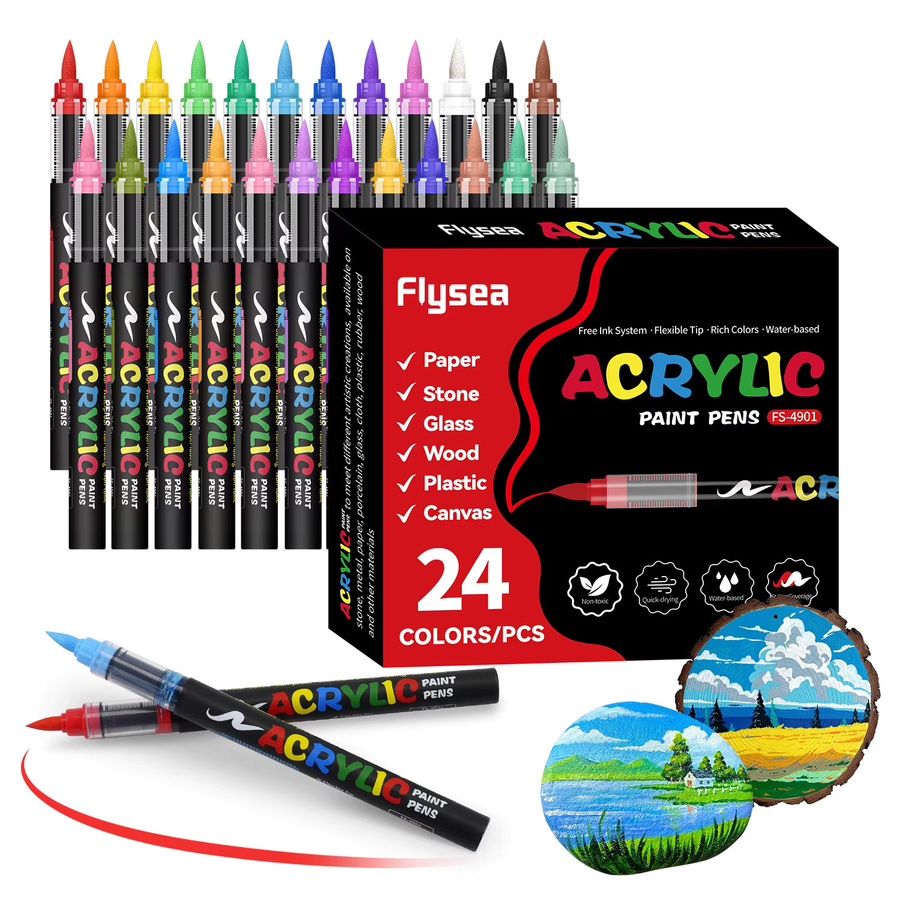 24 Farben Acryl-Marker Set mit starker Deckkraft für Kunst, Zeichnen und DIY Basteln in Multicolour - Bild 2