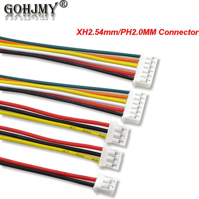 GOHJMY JST Anschluss Set mit Stecker und Buchse, PH 2,0mm und XH 2,54mm, Kabel mit 20cm Länge - Bild 1