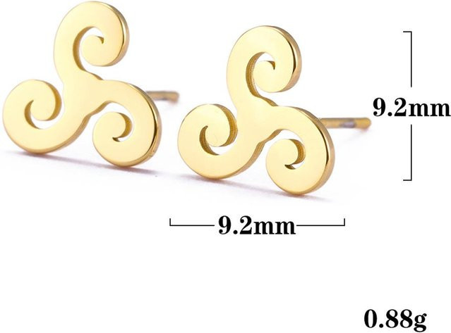 YULIN Ohrstecker Damen, Valknut Triskelion, Irische Knoten, Edelstahl, Gold, Schwarz, Mini-Stecker - Bild 1